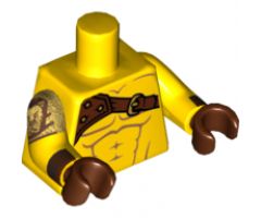 Torso Bare Chest with Muscles and Shoulder Belt Pattern / Yellow Arms with Cuffs, Lion on Pearl Gold Right Short Sleeve Pattern / Reddish Brown Hands