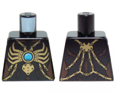 Torso Chima Gold Chains and Large Spider Pendant with Dark Azure Round Jewel (Chi) Pattern