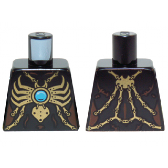 Torso Chima Gold Chains and Large Spider Pendant with Dark Azure Round Jewel (Chi) Pattern