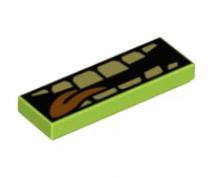 Tile 1 x 3 with Bright Light Yellow Teeth and Orange Tongue on Black Background Pattern (BrickHeadz Slimer Mouth)
