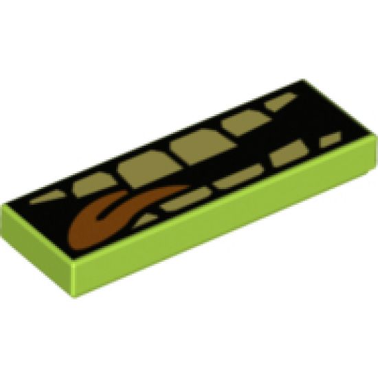 Tile 1 x 3 with Bright Light Yellow Teeth and Orange Tongue on Black Background Pattern (BrickHeadz Slimer Mouth)
