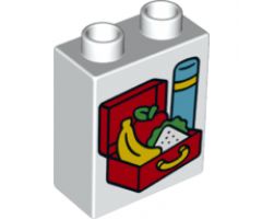 Duplo, Brick 1 x 2 x 2 with Lunch Box and Insulated Bottle Pattern