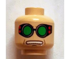 Minifigure, Head Glasses with Green Goggles, Open Mouth Pattern (Dr. Octavious) - Blocked Open Stud