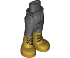 Mini Doll, Legs with Hips and Trousers with Back Pockets with Metallic Gold Boots with Three Black Clasps on Each Boot Pattern