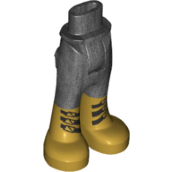 Mini Doll, Legs with Hips and Trousers with Back Pockets with Metallic Gold Boots with Three Black Clasps on Each Boot Pattern