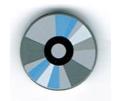 Tile, Round 2 x 2 with CD White, Black / Dark Gray, Gray, Blue Sectors Pattern (Compact Disc)