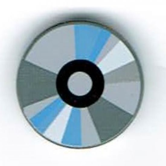 Tile, Round 2 x 2 with CD White, Black / Dark Gray, Gray, Blue Sectors Pattern (Compact Disc)