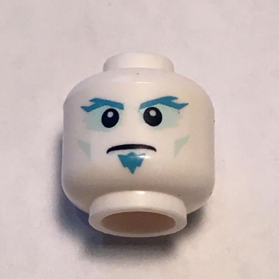 Minifigure, Head Blue Eyebrows and Goatee Pattern - Hollow Stud (BAM)