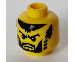 Minifigure, Head Beard Black with Trimmed Chin, Full Cheeks, Striped Sideburns, Scowl Eyebrows, Pupils Pattern (Shadow Knight) - Blocked Open Stud