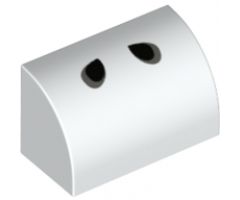 Slope, Curved 1 x 2 x 1 with Black Tear Drops Pattern (Dry Bones Nostrils)