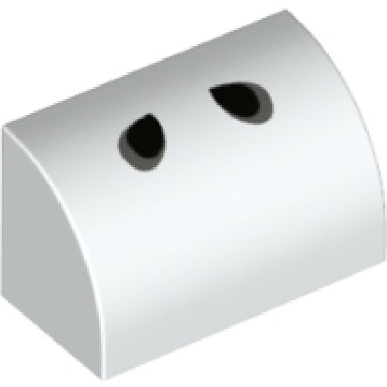Slope, Curved 1 x 2 x 1 with Black Tear Drops Pattern (Dry Bones Nostrils)