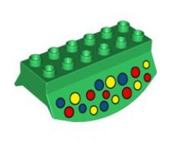 Duplo, Brick 2 x 6 Lower Flap Extensions with Yellow/Red/Blue Dots Pattern