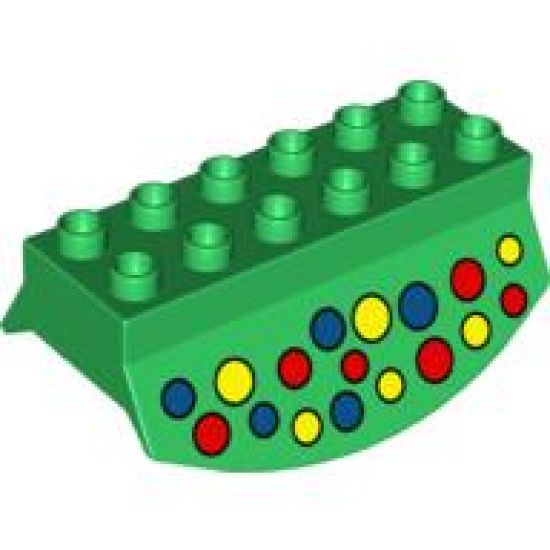 Duplo, Brick 2 x 6 Lower Flap Extensions with Yellow/Red/Blue Dots Pattern
