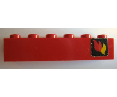 Brick 1 x 6 with Classic Fire Logo Pattern Right (Sticker) - Sets 374-1 / 590