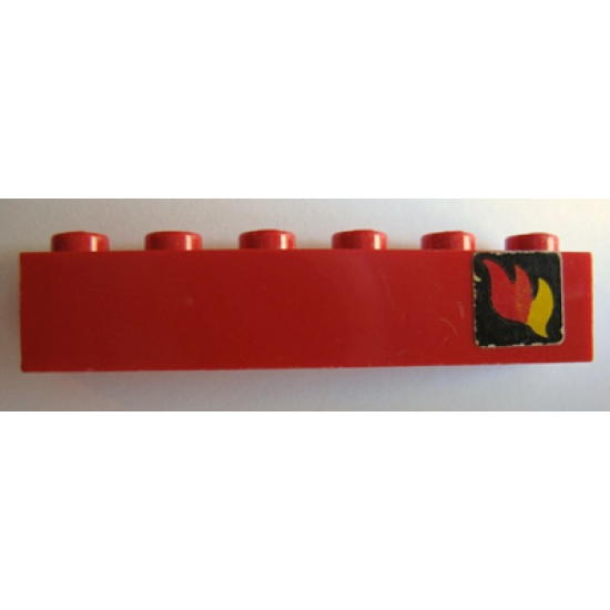 Brick 1 x 6 with Classic Fire Logo Pattern Right (Sticker) - Sets 374-1 / 590