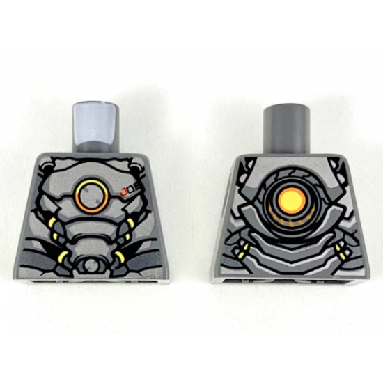 Torso Silver Plate Armor, Orange and Yellow Circle, Yellow Highlights Pattern