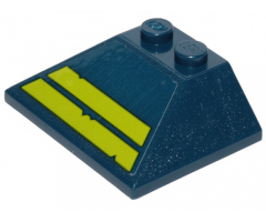 Slope 45 3 x 4 Double / 33 with Two Lime Stripes with Cut Out Edges Pattern (Sticker) - Set 70839