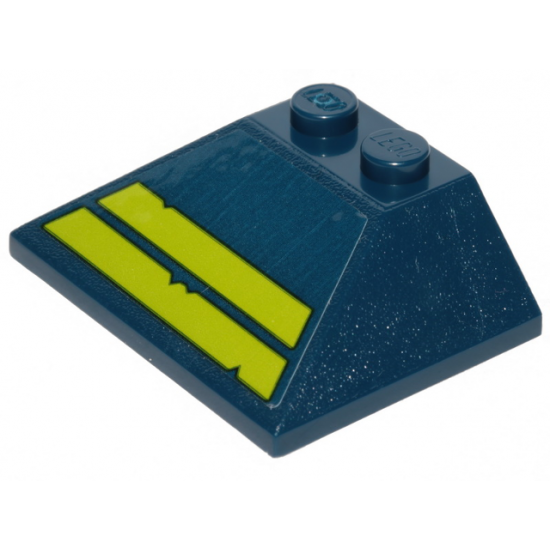Slope 45 3 x 4 Double / 33 with Two Lime Stripes with Cut Out Edges Pattern (Sticker) - Set 70839