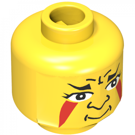 Minifigure, Head Face Paint with Painted Triangles Pattern - Blocked Open Stud
