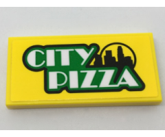 Tile 2 x 4 with 'CITY PIZZA' and Skyline Pattern (Sticker) - Set 60150