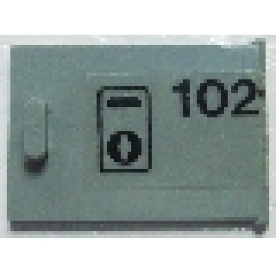 Container Cupboard 2 x 3 x 2 Door with '102' & Keyhole Pattern (Sticker) - Set 6597