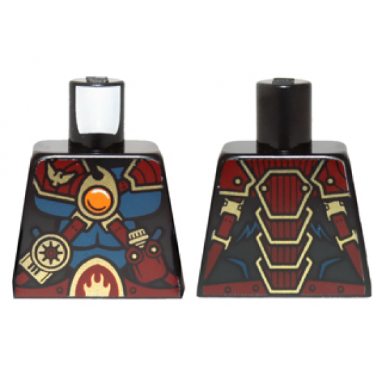 Torso Dark Blue Muscles, Dark Red Straps and Armor and Fire Chi Emblem Pattern