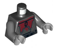 Torso SW Mandalorian Armor Plates Dark Red and Silver Tattered Pattern (Mandalorian Super Commando) / Dark Bluish Gray Arms / Light Bluish Gray Hands