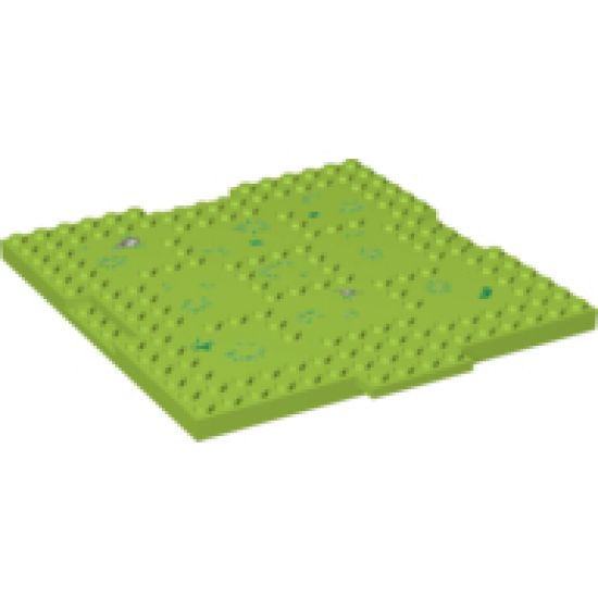 Brick, Modified 16 x 16 x 2/3 with 1 x 4 Indentations and 1 x 4 Plate with Grass and Rocks Pattern