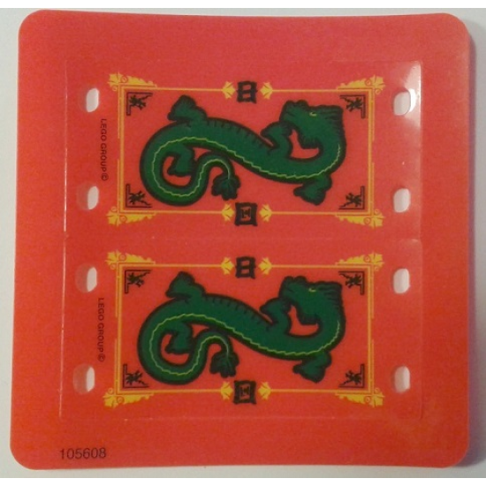 Plastic Flag 4 x 8 with Green Oriental Dragon Pattern, Sheet of 2