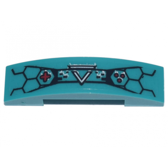Slope, Curved 4 x 1 Double with Ninjago Prime Empire Logo, Black Hexagons and Red Video Game Controller Buttons Pattern (Sticker) - Set 71741