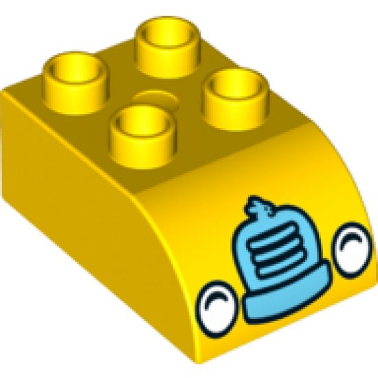 Duplo, Brick 2 x 3 with Curved Top and Bright Light Yellow Headlights and Medium Azure Bunny Grille Pattern