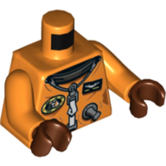 Torso Female Astronaut Spacesuit Pattern (Mae Jemison) / Orange Arms / Reddish Brown Hands