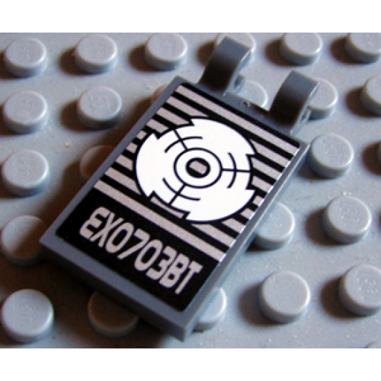 Tile, Modified 2 x 3 with 2 Clips (thick U clips) with Target and Silver 'EXO703BT' Pattern (Sticker) - Set 8113