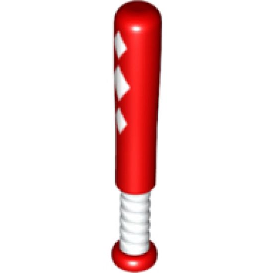 Minifigure, Utensil Baseball Bat 4L with White Grip Handle and 3 White Diamonds Pattern