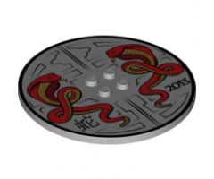 Tile, Round 8 x 8 with 2 Snakes, Chinese Logogram '?' (Snake) and '2013' Pattern