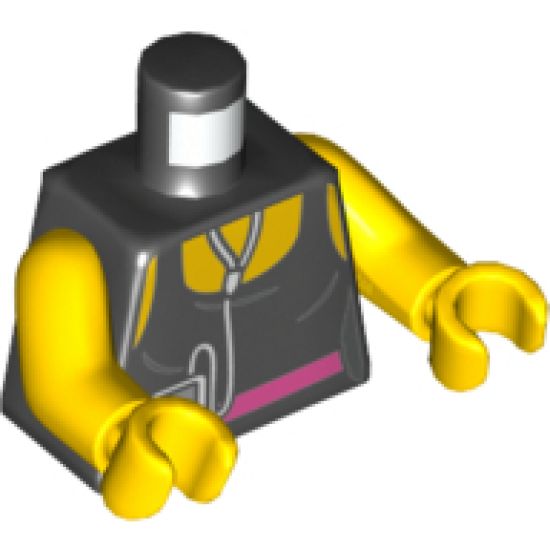 Torso Female Top with Pink Belt and Music Player Pattern / Yellow Arms / Yellow Hands