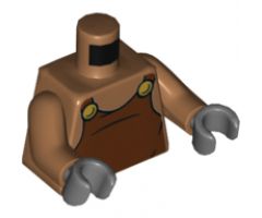Torso Reddish Brown Overalls with Gold Buttons Pattern / Medium Nougat Arms / Dark Bluish Gray Hands