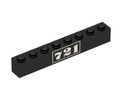 Brick 1 x 8 with Gold '721' Pattern