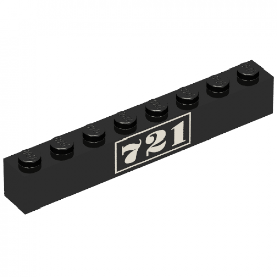 Brick 1 x 8 with Gold '721' Pattern