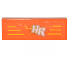 Tile 1 x 3 with Yellow Lines and White 'RR' and Yellow Lines Pattern (Sticker) - Set 70620