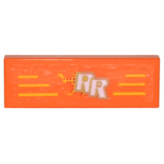 Tile 1 x 3 with Yellow Lines and White 'RR' and Yellow Lines Pattern (Sticker) - Set 70620