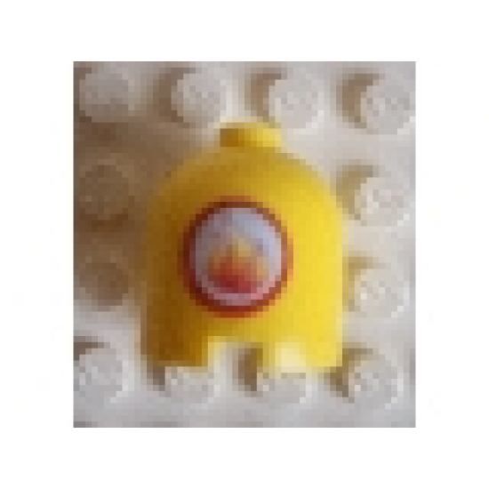 Brick, Round 2 x 2 x 1 2/3 Dome Top with Round Flame Pattern (Sticker) - Sets 3143 / 3148