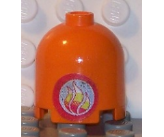 Brick, Round 2 x 2 x 1 2/3 Dome Top with Round Flame Pattern (Sticker) - Sets 3143 / 3148