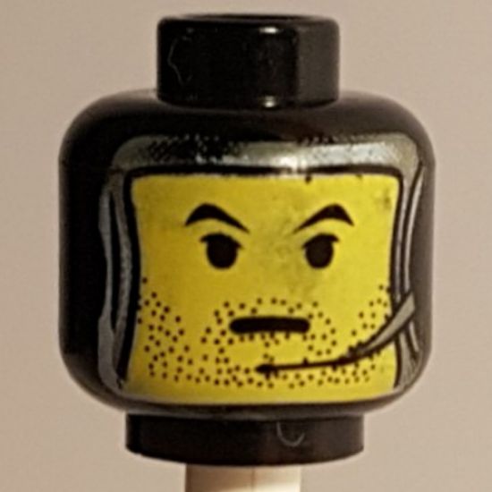 Minifigure, Head Balaclava with Silver Framed Face and Headset Pattern (SW Jango Fett) - Blocked Open Stud