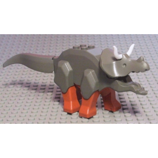 Animal, Dinosaur Triceratops with Dark Orange Legs and White Horns