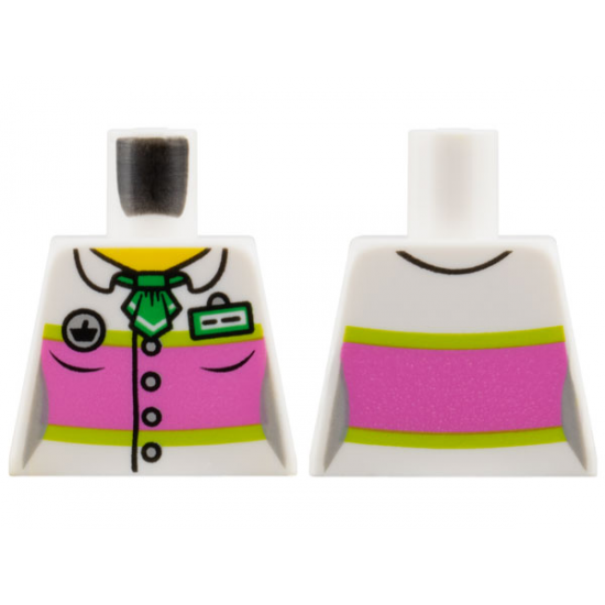 Torso Female Blouse with Buttons, Dark Pink Panel and Name Badge Pattern