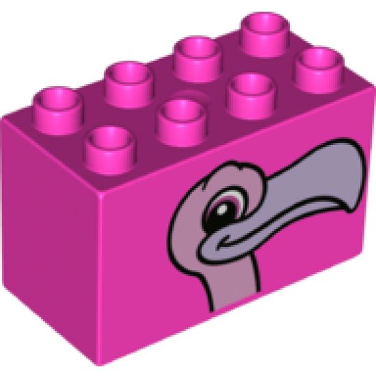 Duplo, Brick 2 x 4 x 2 with Flamingo Head Pattern