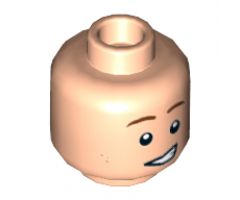 Minifigure, Head Dual Sided Brown Eyebrows, Dark Tan Dimples, Crooked Smile / Crooked Frown, Worried Pattern - Hollow Stud