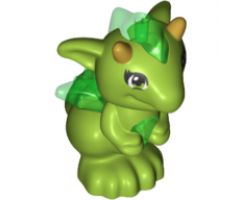 Animal, Air Dragon, Elves, Baby with Trans-Green Stomach, Spines and Wings and Gold Horns Pattern (Floria)