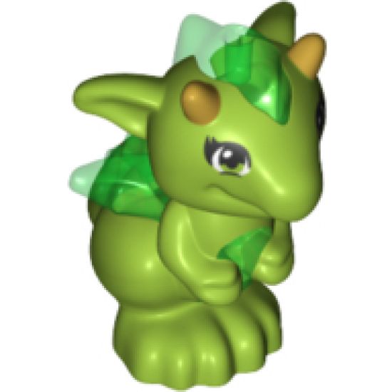 Animal, Air Dragon, Elves, Baby with Trans-Green Stomach, Spines and Wings and Gold Horns Pattern (Floria)